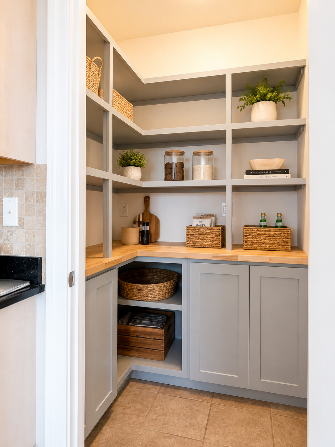 built-in pantry shelving