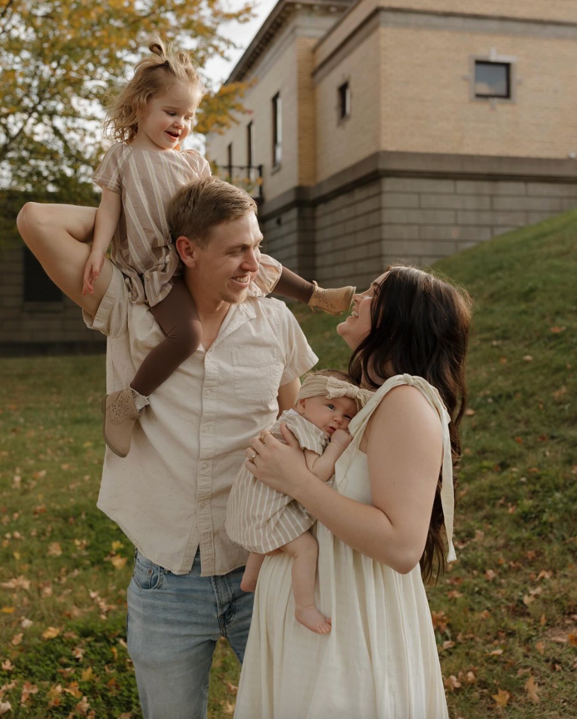 Michael Troutman with his wife and children — the family behind Troutman Woodworks in Kentucky